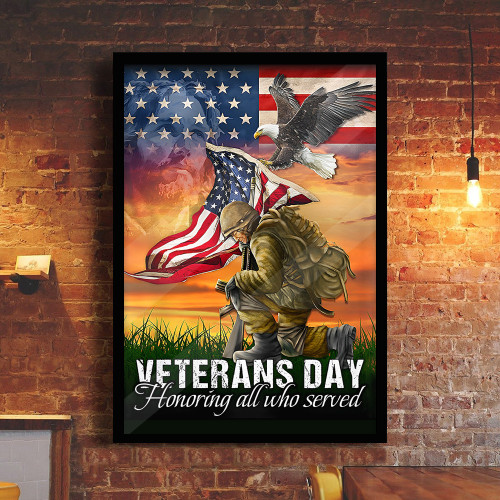 Veterans Day Honoring All Who Served Poster Patriotic Decorations Gifts For Veterans