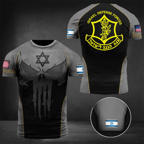 IDF T-Shirt American Pro Israel Shirt Star Of David Skull Tee Shirt Israeli Military Clothing