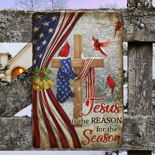 Jesus Is The Reason For Season Christmas Metal Sign Christ Cross American Merry Christmas Sign