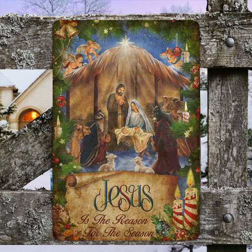 Jesus Is The Reason For The Season Christmas Metal Sign Nativity Scene Christmas Signs Metal