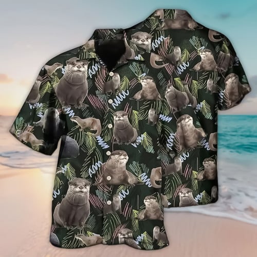 Otter Hawaiian Shirt Tropical Button Up Shirt Related Gifts For People Who Love Otters