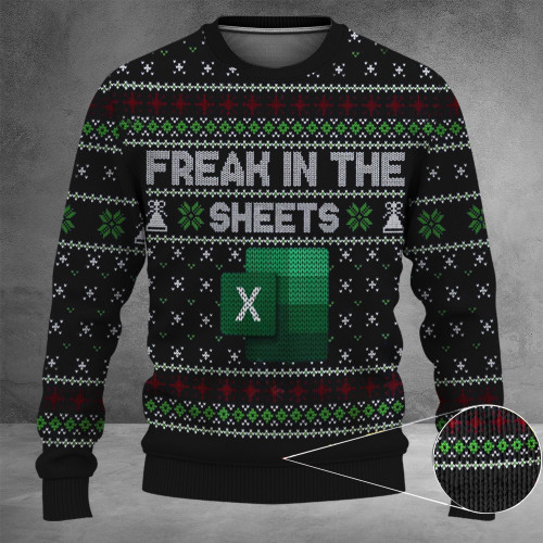Freak In The Sheets Excel Christmas Sweater Funny Ugly Christmas Sweater For Adults