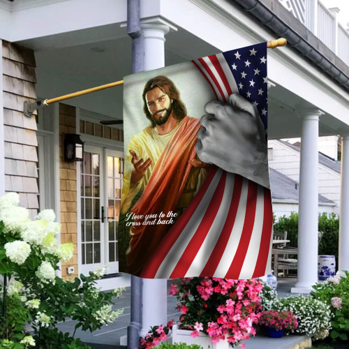 Jesus Smiling I Love You From Cross And Back American Flag Faith Christian Decor