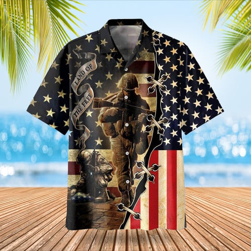 Land Of The Free Veteran Hawaiian Shirt American Flag Patriotic Gifts For Veterans Day