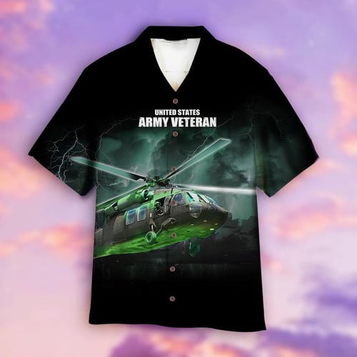 US Army Veteran Helicopter Hawaiian Shirt Proud Of Army Veteran Apparel