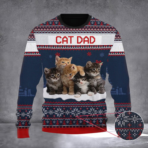 Cat Dad Ugly Christmas Sweater Merry Xmas Holiday Sweater Gifts For Cat Dad For Him