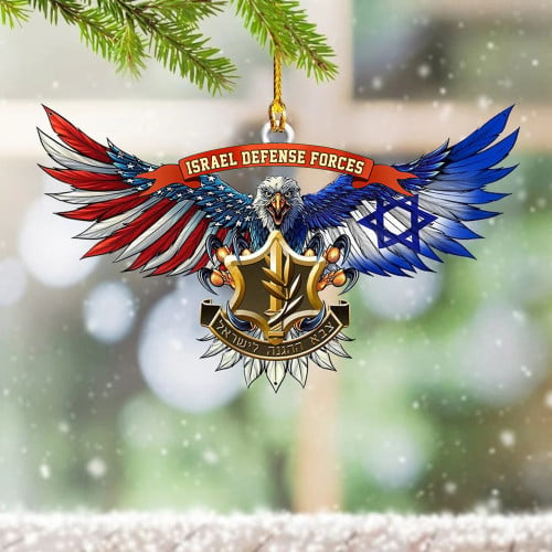 American And Israeli Flag Eagle Ornament IDF Christmas Ornament Support Israel Merchandise