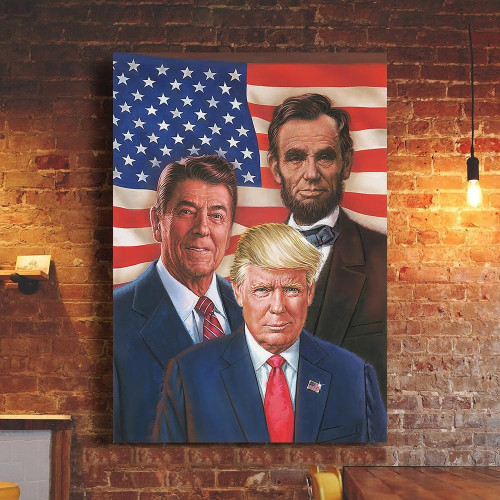 Great American Patriots Poster US Presidents Abraham Lincoln Ronald Reagan And Donald Trump