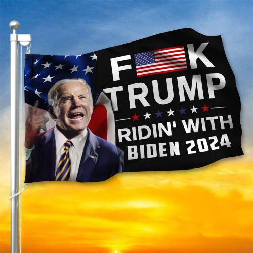 Biden 2024 Flag Anti Trump Ridin' With Joe Biden Campaign Merch 2024 Presidential Election