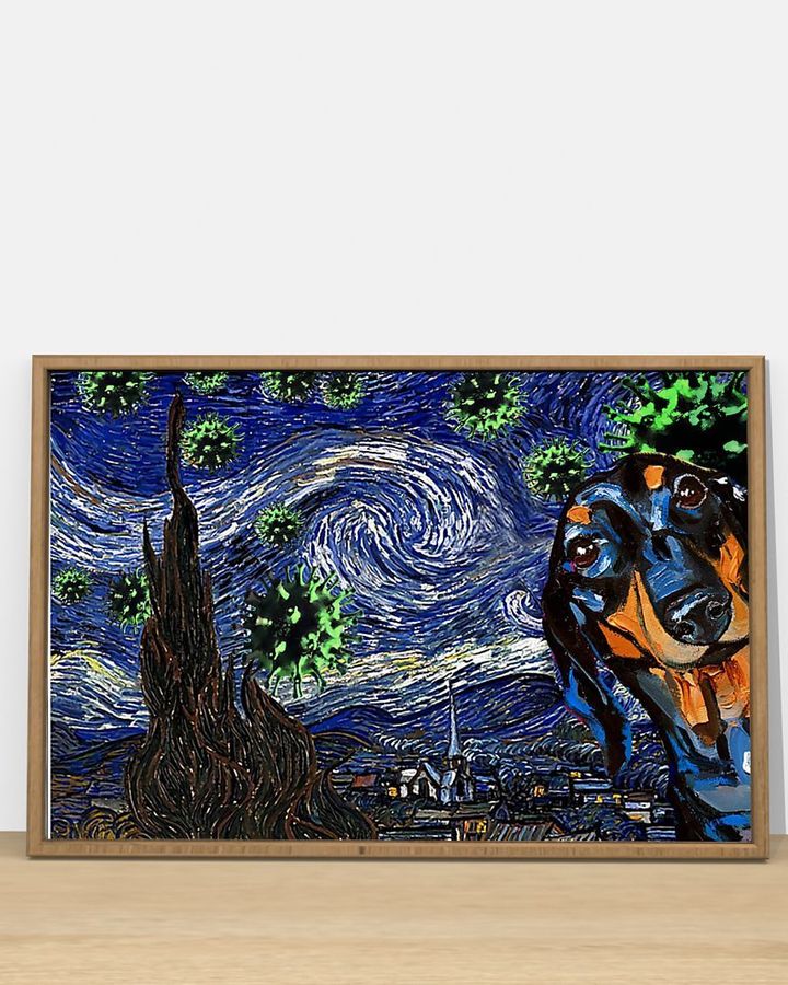 Dachshund The Starry Night by Vincent Van Gogh Poster Print I Survived 2020 Poster Bedroom Wall Decor