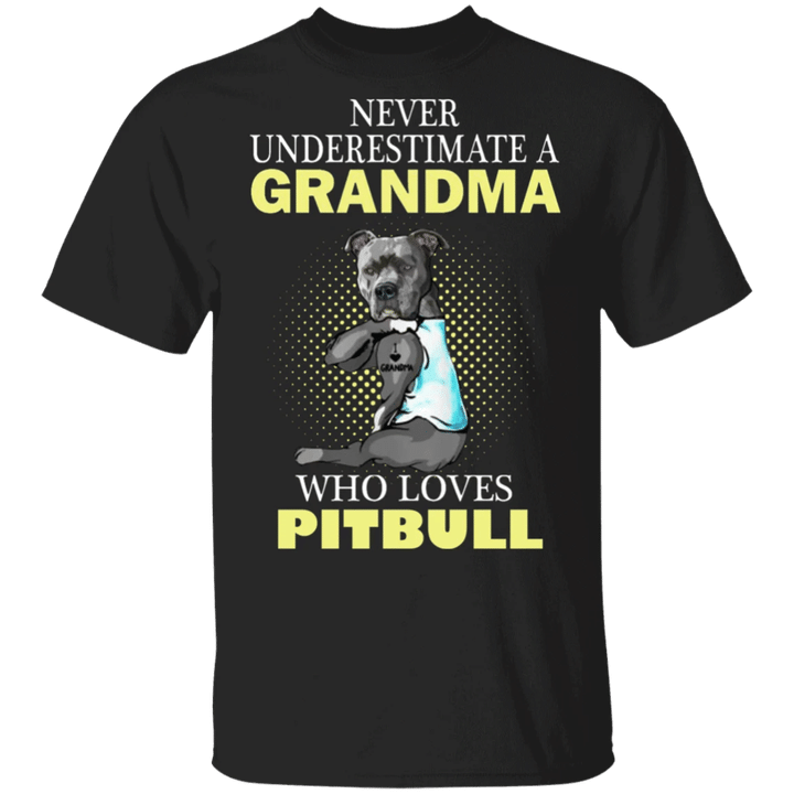 Never Underestimate A Grandma Who Loves Pitbull T-Shirt Gifts For Older Women