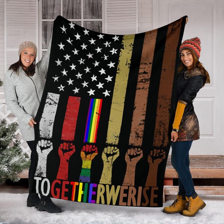 American Together We Rise Blanket Juneteenth Be Kind Asl Blanket Blm Patriotic Gifts