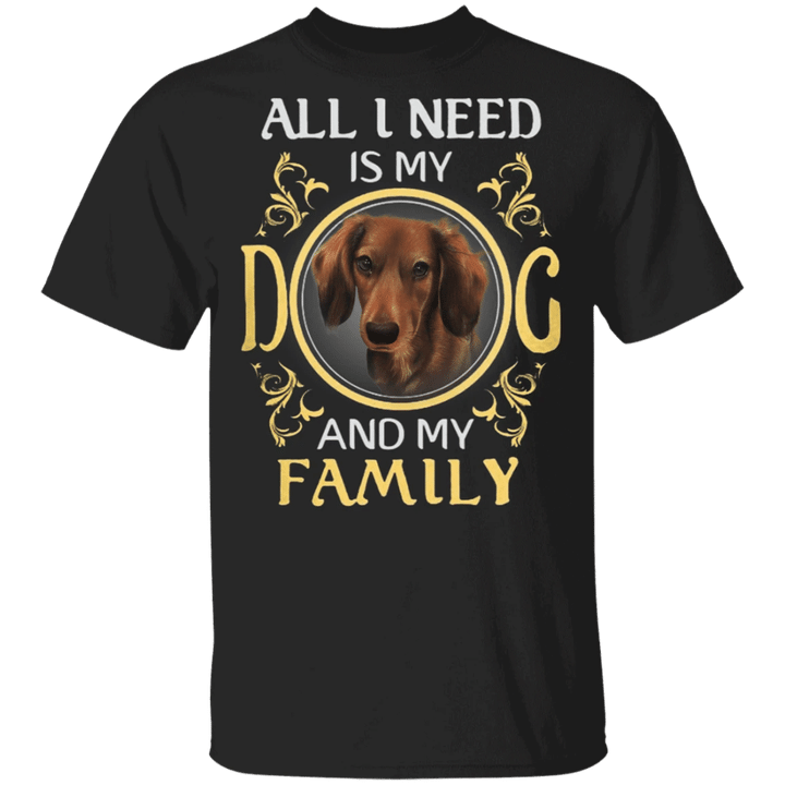 Dachshund All I Need Is My Dog And My Family T-Shirt, Dachshund Shirts With Sayings
