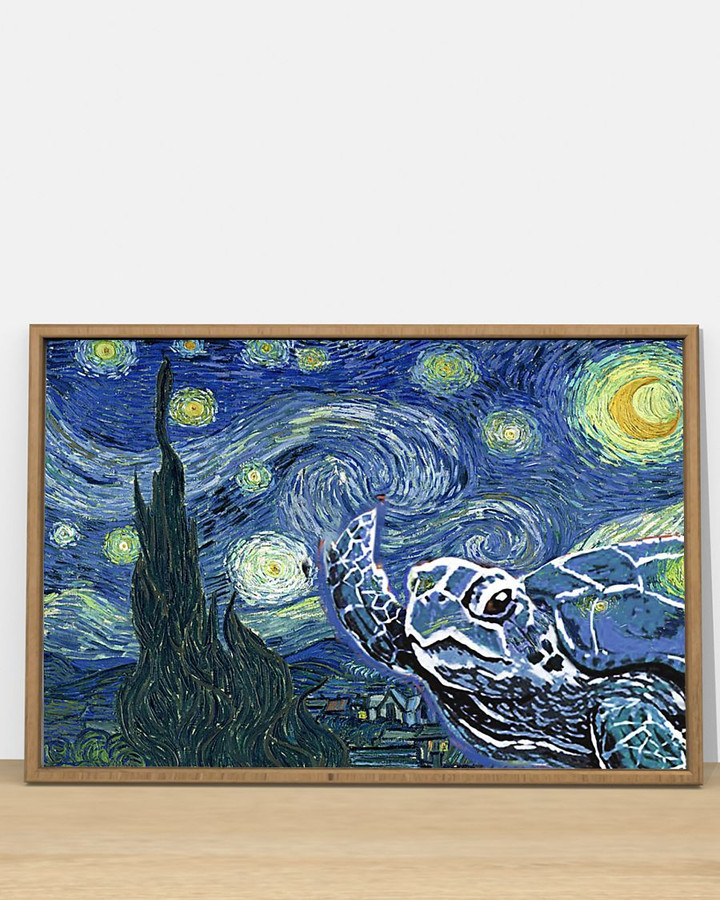 Turtle The Starry Night by Vincent Van Gogh Poster I Survived 2020 Poster Gift For Turtle Lover