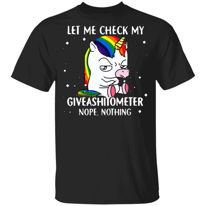 Unicorn Let Me Check My Giveashitometer Nope Nothing T-Shirt Gift For unicorn Lovers