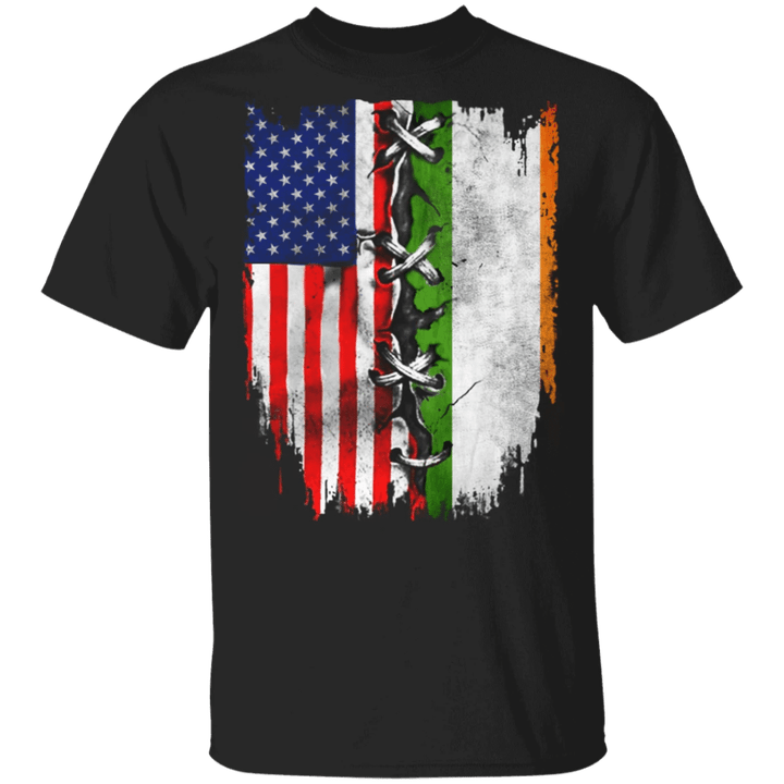 American Flag And Ireland's Flag Shirts Fourth Of July T-Shirts