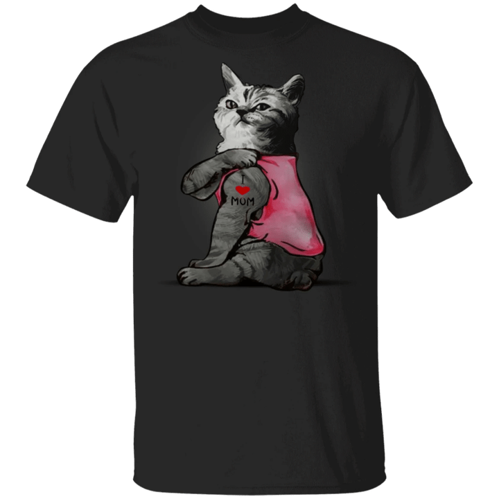 Cat I Love Mom Tattoo T Shirt - Gifts For Cat Lovers