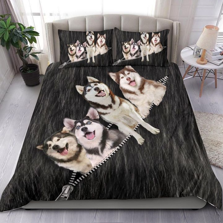Smiling Husky Bedding Set Duvet Cover Gifts For Family Bedroom Decor