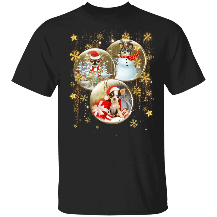 Chihuahua Santa Claus Hat In Snow T-Shirt Xmas Gift For Chihuahua Lover