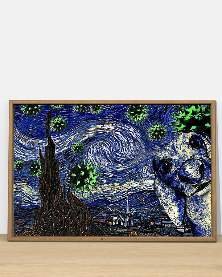 Dachshund The Starry Night by Vincent Van Gogh Poster Print I Survived 2020 Poster Gift For Dog Lover