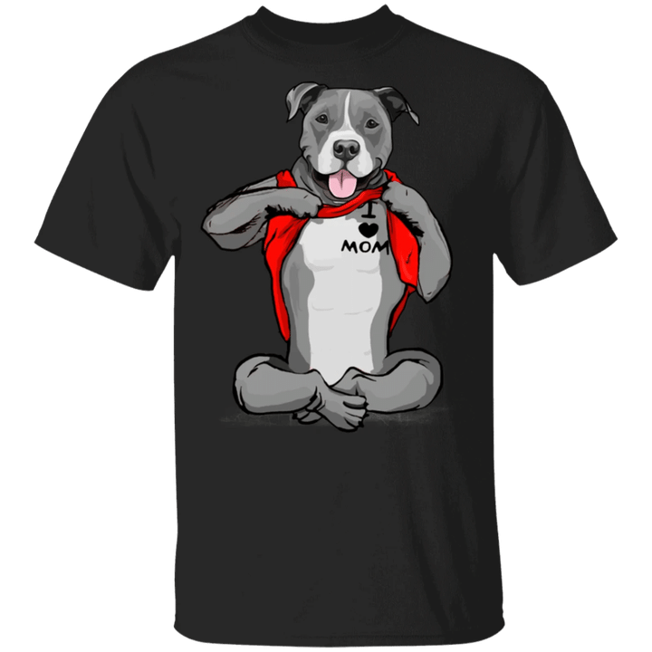 Pit Bull Tattoo I Love Mom Cute Dog Shirt Mother's Day Gift