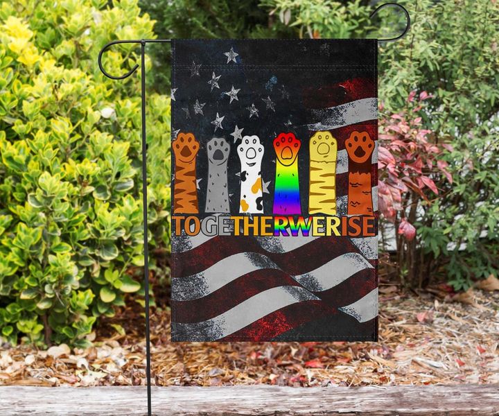 Cat Together We Rise American Flag Gift For Cat Lover