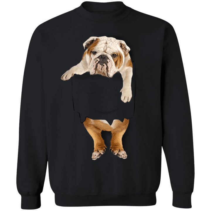 English Bulldog Inside Pocket Sweater Dog Lovers Made In USA