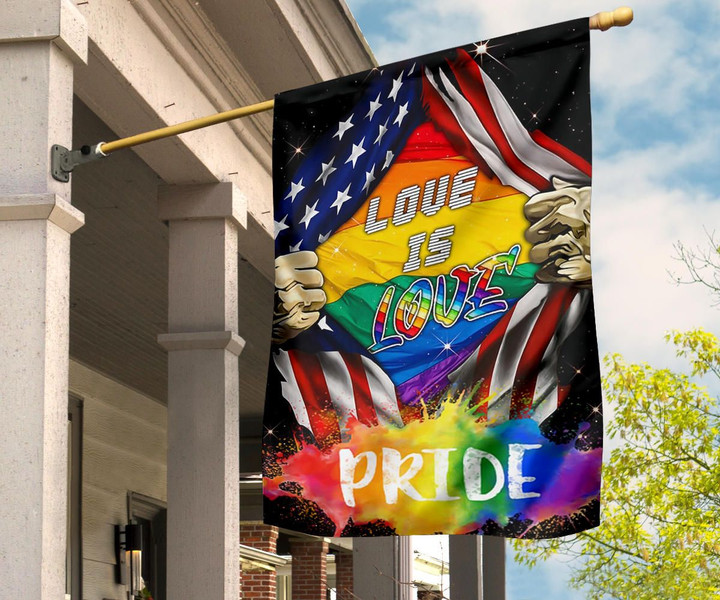 LGBTQ Love Is Love Pride Flag Inside American Flag Decor Outdoor