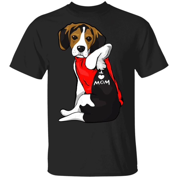 Beagle Tattoo I Love Mom Cute Dog Shirt Mother's Day Gift