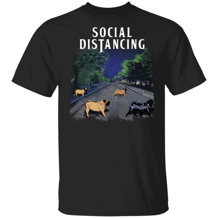 Pug Walk Abbey Road Social Distancing T-Shirt Gift For Pug Lover