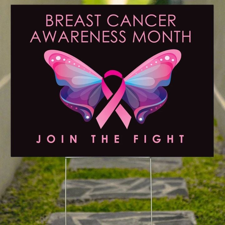 Butterfly Breast Cancer Awareness Yard Sign Pink Ribbon Breast Cancer Survivor Lawn Sign