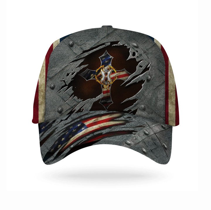 Custom Cross American Flag 3D Hat