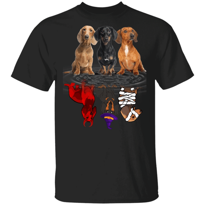 Dachshunds Water Reflection Halloween T-Shirt For Party City Halloween Dachshund Gifts For Her