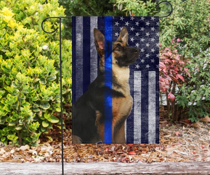 German Shepherd Thin Blue Line U.S Flag Support K9 Police Dog Patriotic Gift For Police Officer