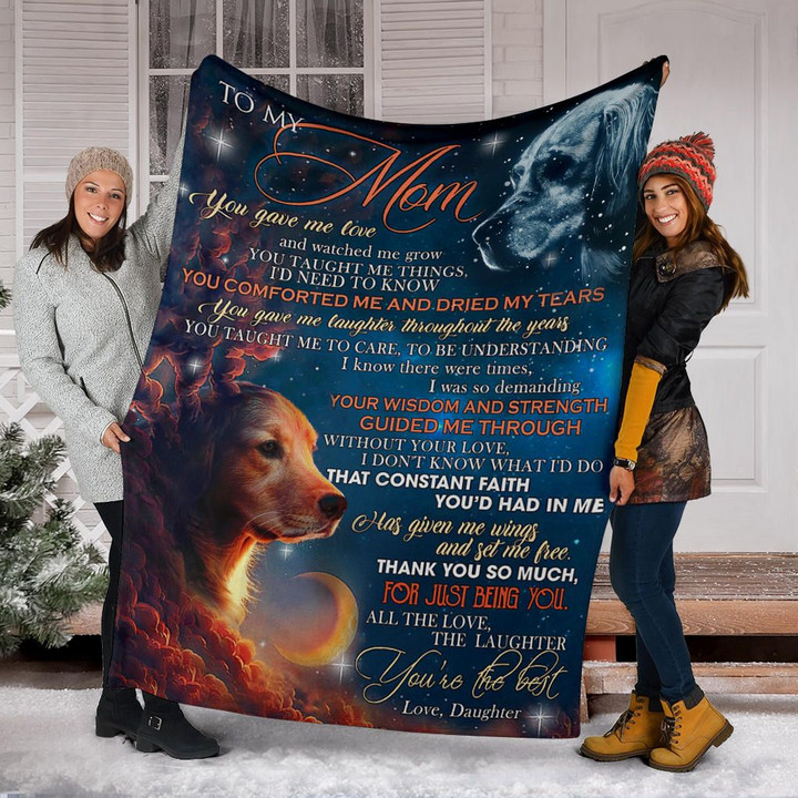 Golden Retriever To My Mom Blanket Daughter's Sincere Words To Her Mother Gift For Winter