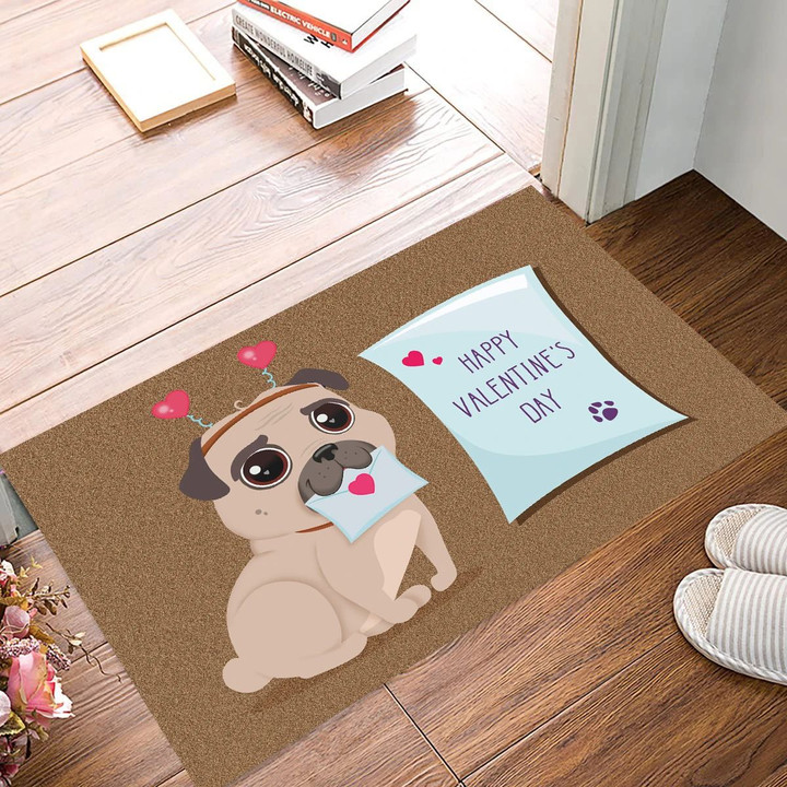Valentines Day Doormat Cute Dog Happy Valentines Day Valentine Gift For Her Girlfriend Wife