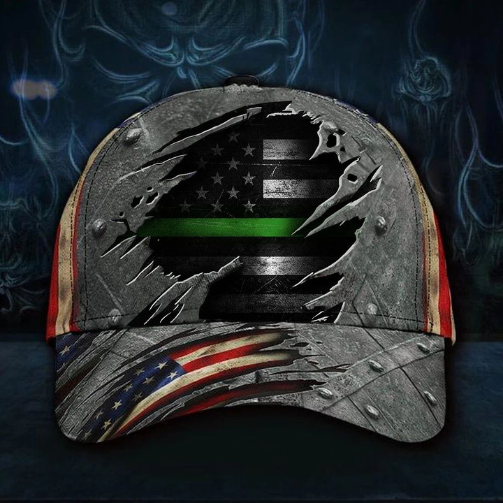 Thin Green Line Hat 3D Print American Flag Vintage Hat Unique Support U.S Military Federal Agent