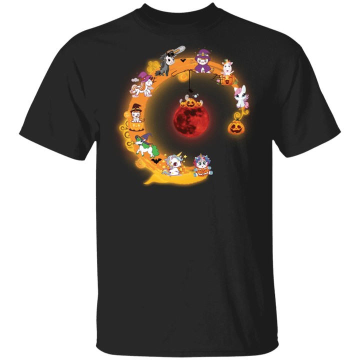 Cute Unicorns Trick Or Treat Red Moon Halloween T-Shirt Perfect Holiday Gifts For Unicorn Lover