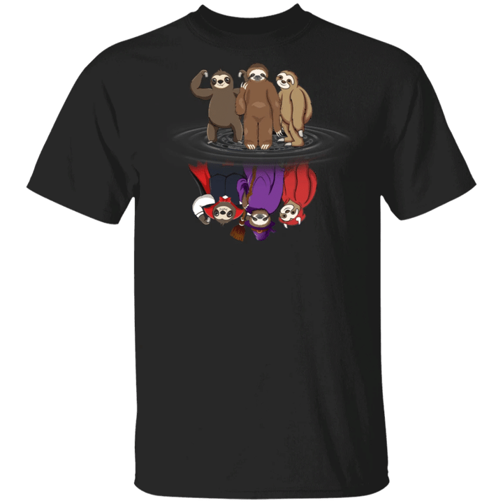 Three Sloths Water Reflection Devil Costumes T-Shirt Halloween Shirt Designs Sloth Lovers