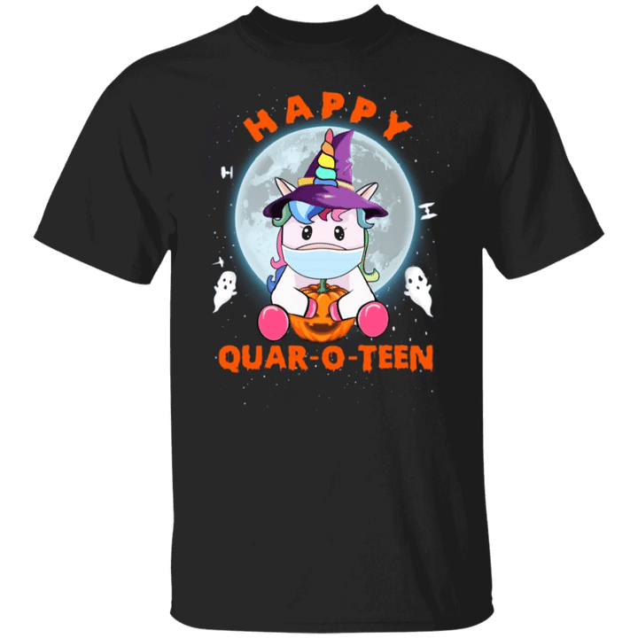 Cute Unicorn Happy Quar-O-Teen Halloween T-Shirt Gift For Her Birthday Halloween Special Gift