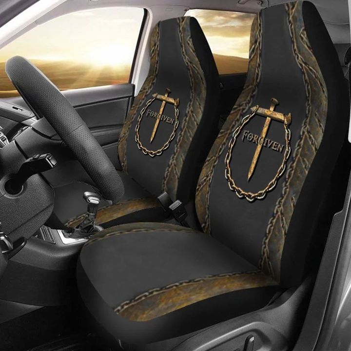 Cross Forgiven Car Seat Cover Religious Christian Decorated Car Interior Unique Gift
