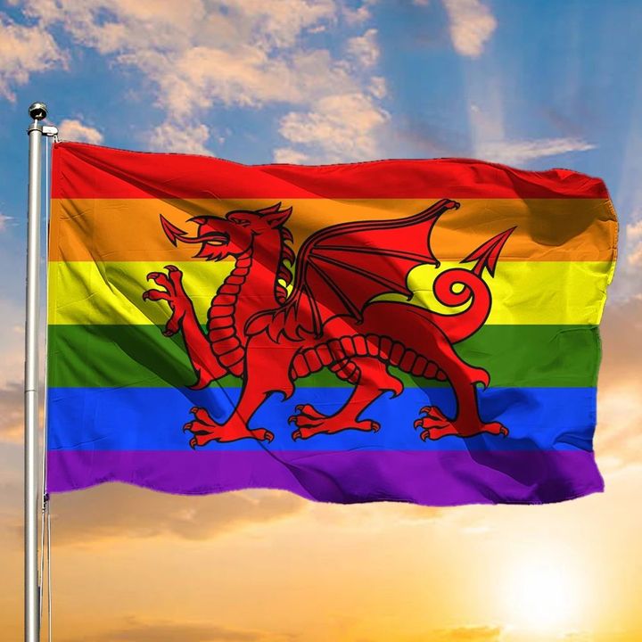 Welsh Dragon LGBT Rainbow Wales Flag LGBT Pride Flag For Sale Indoor Outdoor Decorate