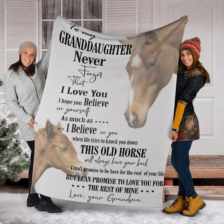 Horse To My Granddaughter Fleece Blanket, Winter Gift Ideas Motivational Gifts From Grandma