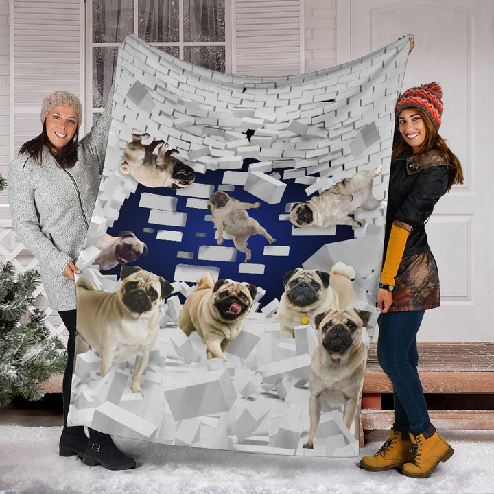 Pug Wall Broken Blanket Cute Soft Blanket Pug Dogs Pet For Bed Sofa Couch Gift For Pug Lovers