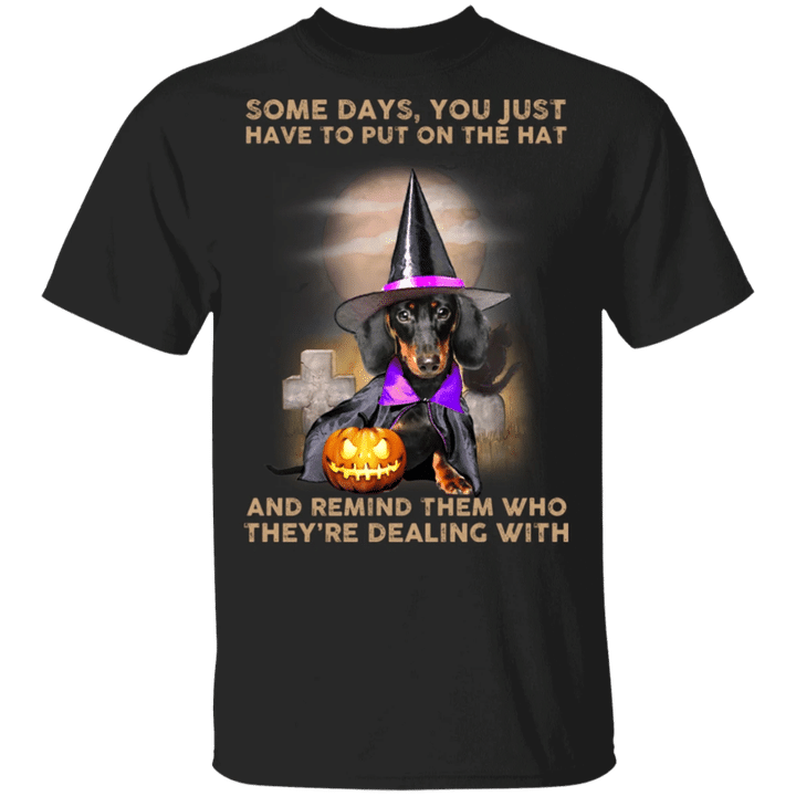 Dachshund Some Days You Just Have To Put On The Hat T-Shirt Cute Dachshund Halloween Gift