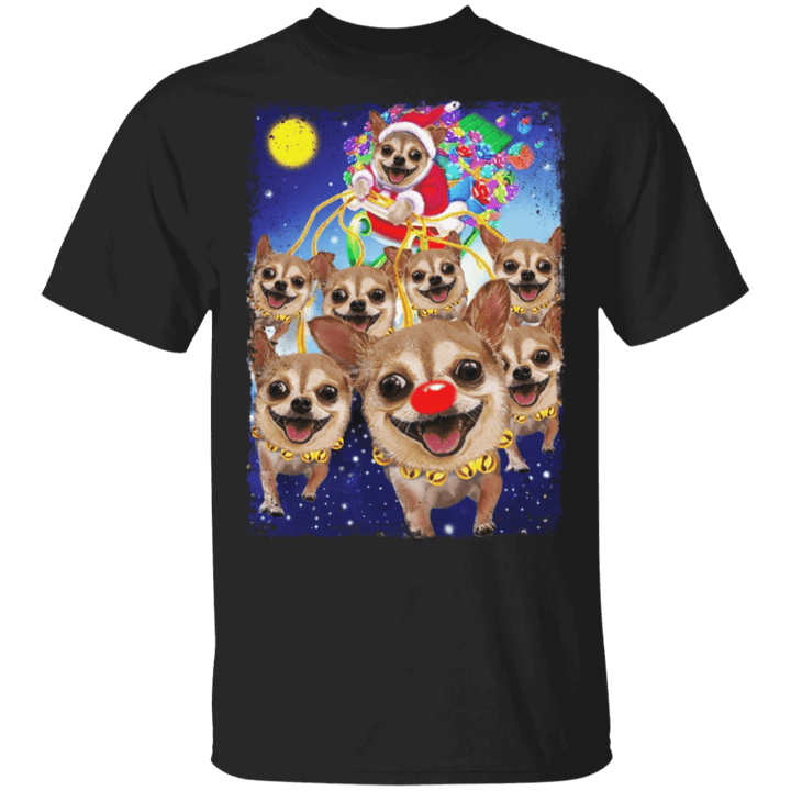 Chihuahua Santa Claus Reindeer T-Shirt Funny Chihuahua Ugly Xmas Shirt Design Gift For Family