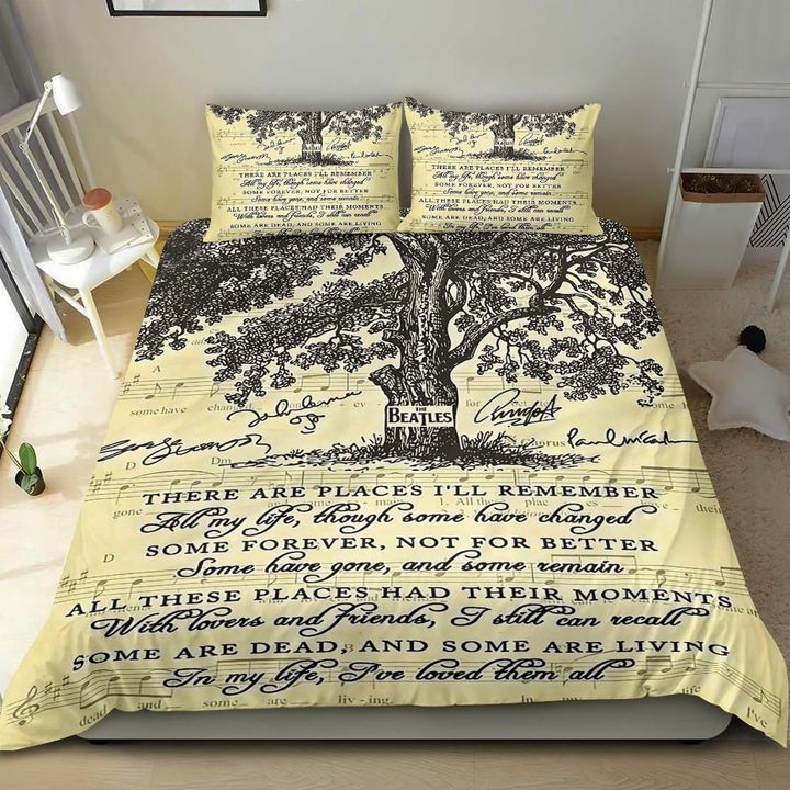 The Beatles In My Life Lyric Vintage Bedding Set Music Comforter Set Gift For Beatles Fans