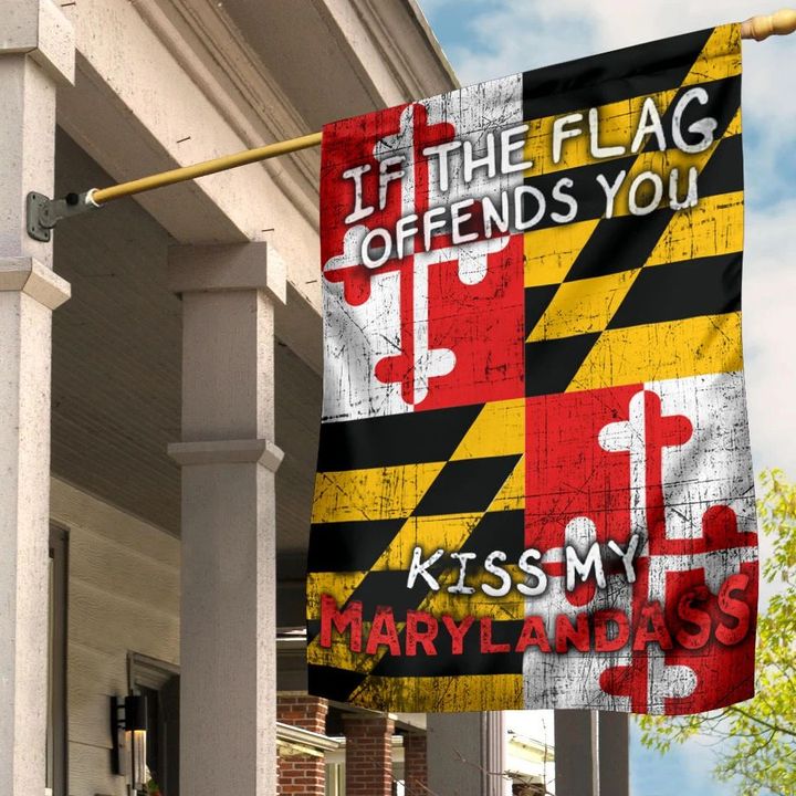 If The Flag Offends You Kiss My Marylandass Flag Vintage Funny Pride Maryland Patriotic Decor