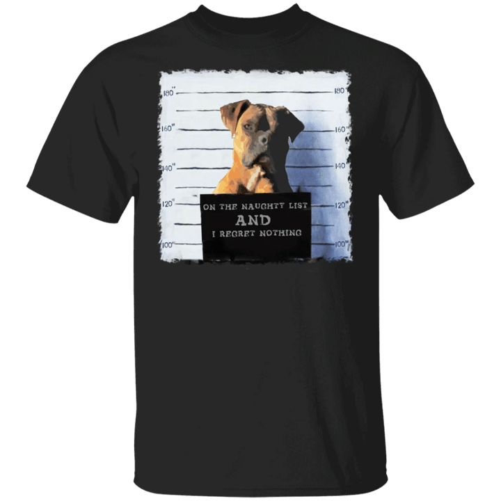 Pitbull On The Naughty List T-Shirt Bad Dog Jail Prisoner Shirt Design Present For Dog Lover
