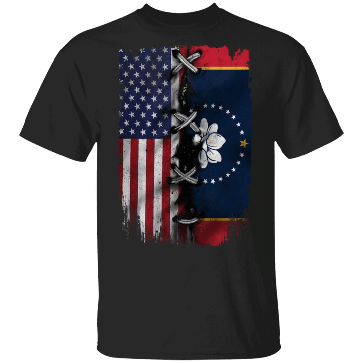 Mississippi Flag 2020 With American Flag T-Shirt New State Flag Shirt Gift